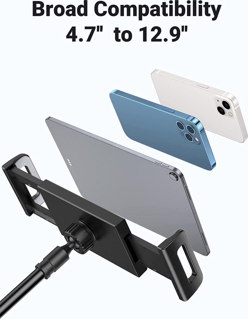 UGREEN Gooseneck Phone Tablet Stand Holder for Bed Desk Cell Phone Clamp Stand Long Lazy Arm Adjustable Overhead Recording Compatible with iPhone iPad Pro Samsung Galaxy Tab E-Reader 4 to 12.9 in