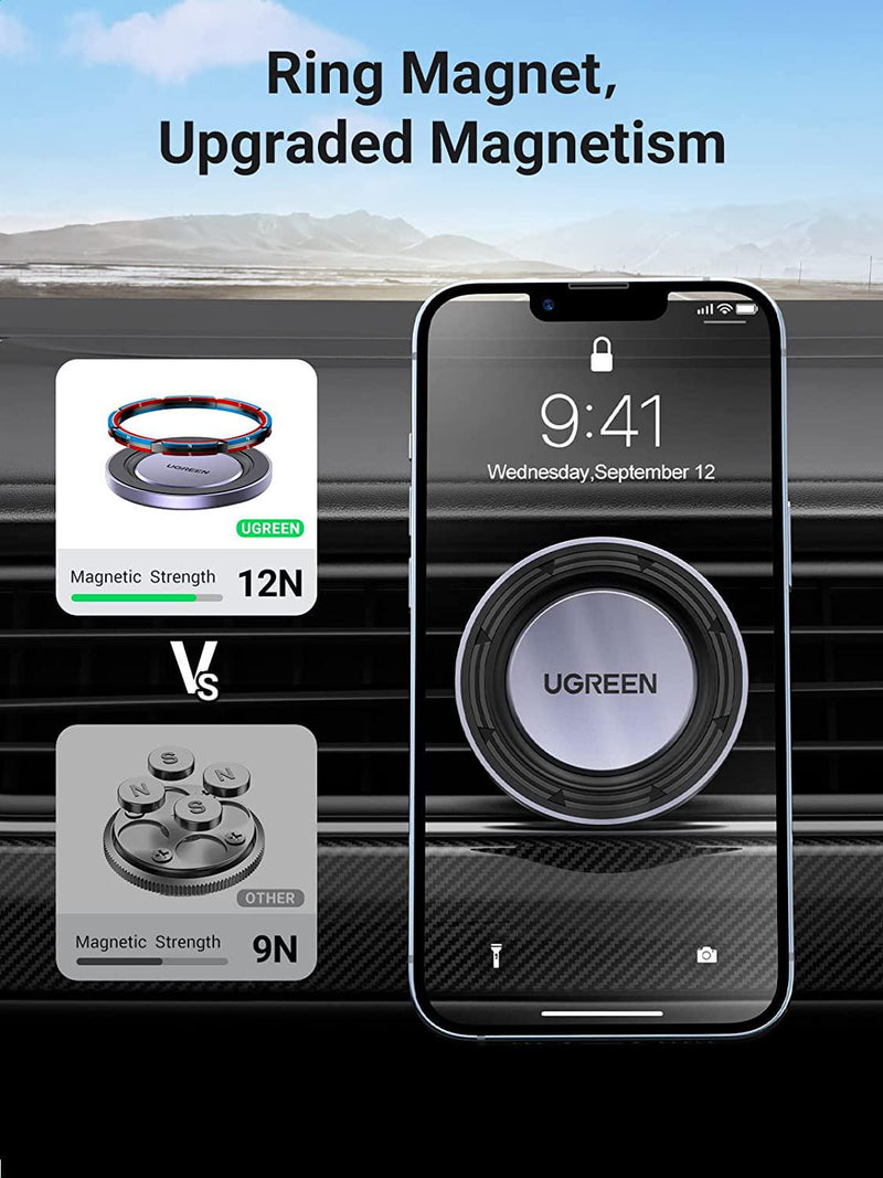 UGREEN Magnetic Phone Holder for Car Air Vent Phone Mount Compatible with MagSafe iPhone 13 12 Pro Max Mini MagSafe Case and All Phones, Strong Magnet 360° Rotation Adjustable