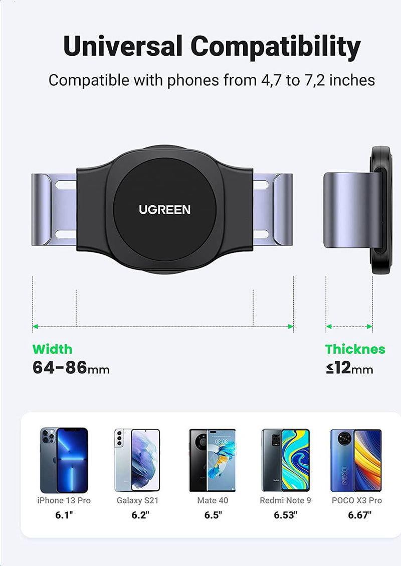 UGREEN Magnetic Phone Holder Air Vent Mount for Car Compatible with iPhone 13 12 11 Pro Max SE XS XR X 6S 7 Plus 8 6 Samsung Galaxy S20 S9 S10 S8 S7 Edge S6 Google Pixel 4 2 XL LG G8 Smartphone Black