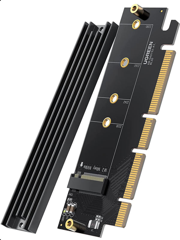 UGREEN NVMe PCIe Adapter, M.2 SSD to PCIe 4.0 X16/X8/X4 Card with Heat Sink, M.2 PCIe Adapter for M-Key and M&B-Key NVMe SSD 2280/2260/2242/2230
