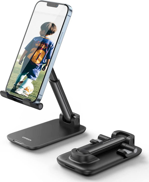 UGREEN Phone Stand Cell Phone Holder for Desk Adjustable Foldable Compatible with iPhone 13 Pro Max 12 11 XS XR X SE 8 Plus 6 7 Samsung Galaxy Note20 S20 S10 S9 S8 Mobile Phone, Black