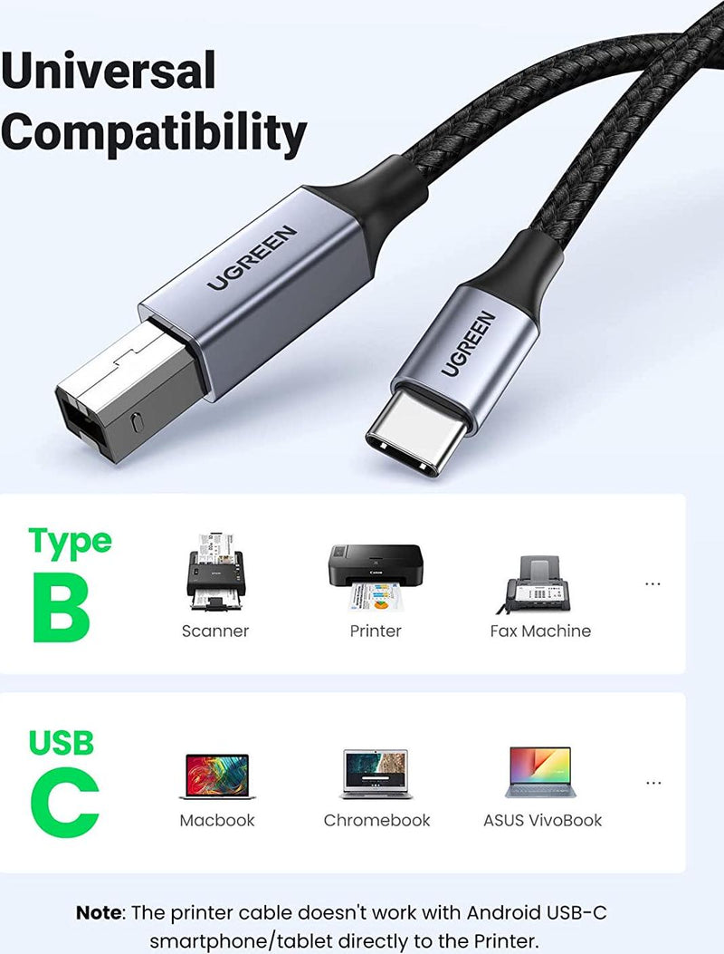 USB C to USB B Midi Cable 1M, Ancable Type C to USB Midi Interface Cord for  Samsung, Huawei Laptop, MacBook to Connect with Midi Controller, Midi