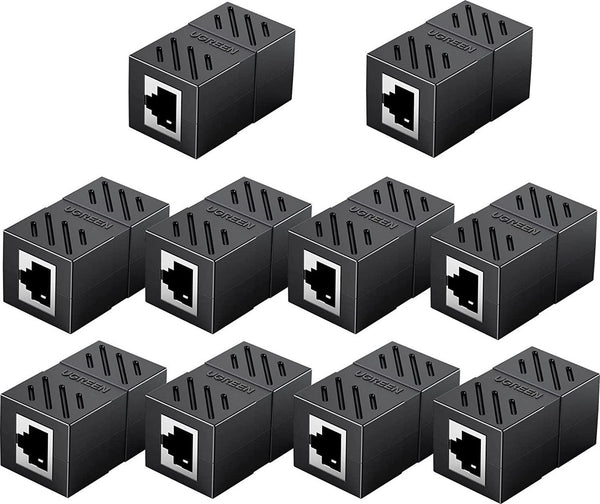 UGREEN RJ45 Connector Extender(10 Pack), Cat7 Cat6 Cat5e 8P8C LAN Ethernet Cable Adapter, RJ45 Coupler Adapter Ethernet Extender, Network Female to Female Ethernet Coupler with Thunder Protection