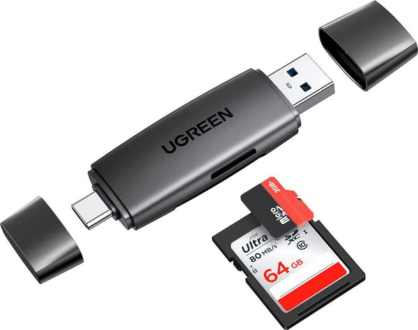 UGREEN SD Card Reader, USB 3.0 USB C Memory Card Reader OTG Card Adapter for SD, Micro SD, SDHC, SDXC, MMC Card Compatible with MacBook, Galaxy S20, iPad Pro 2020, Surface Pro, Computer, Laptop