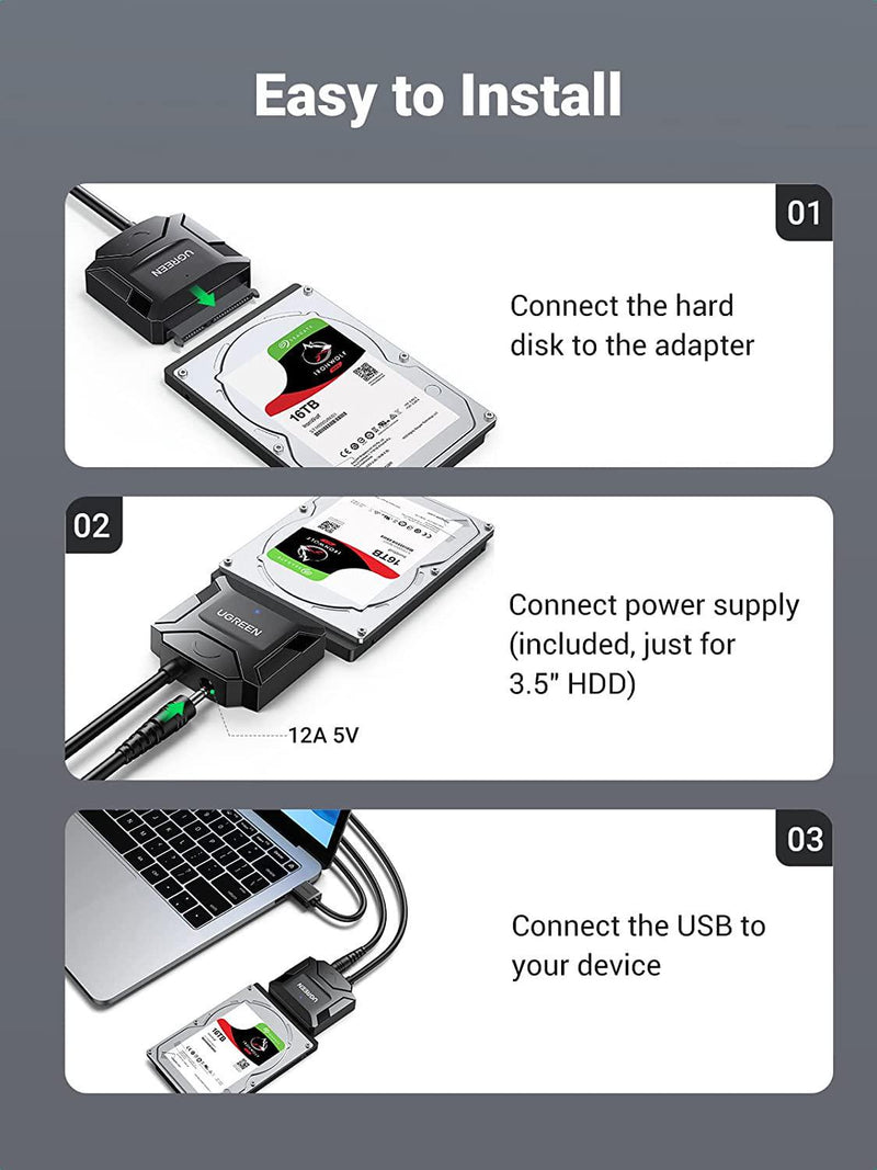 Ugreen Adaptateur USB 3.0 to 2,5/3,5 SATA