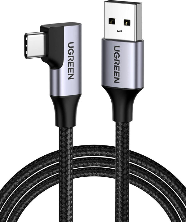UGREEN USB C Cable 3.0 Fast Charge - USB A to USB C Cable 3A Right Angle Nylon Braided Type C Cord 5Gbps Compatible with Galaxy S21 S20 Note 20, Oculus Quest 2, Android Auto, PS5, Switch, LG G8, 2M