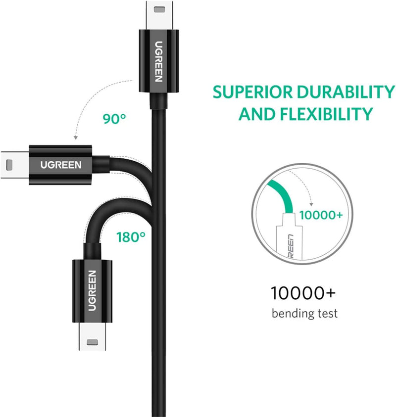 UGREEN USB C to Mini USB Cable High Speed USB 2.0 Type C to Mini USB 5 Pin Adapter 480Mbps Data Sync Charge Lead Compatible with Thunderbolt 3 MacBook Air iPad Pro,Lenovo Yoga,HP,Dell XPS,Camera 3ft