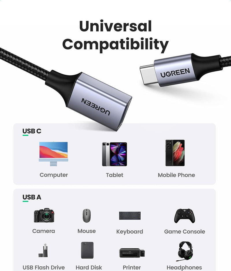 UGREEN USB C to USB 3.0 Adapter, Type C OTG Cable Thunderbolt 3 Male to USB A Female Adaptor 5Gbps Compatible with MacBook Pro 2022/2021/2020, MacBook Air 2022, iPad Pro,Surface Pro 8,Galaxy S22 Ultra