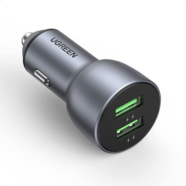 UGREEN USB Car Charger Adapter 36W - Dual USB Car Charger Fast Charging, Cigarette Lighter Adapter Compatible for iPhone 13/13 Pro/12/SE/11/XR/X/XS, Galaxy S21/S20 Ultra/S10+/S9/S8/Note 20