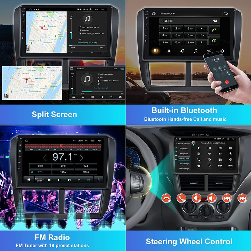 UNITOPSCI Android Car Stereo for Subaru Forester Impreza WRX 2008-2012 CarPlay Android Auto Bluetooth Car Radio 9 Inch HD Touchscreen FM GPS Navigation USB with Backup Camera Microphone