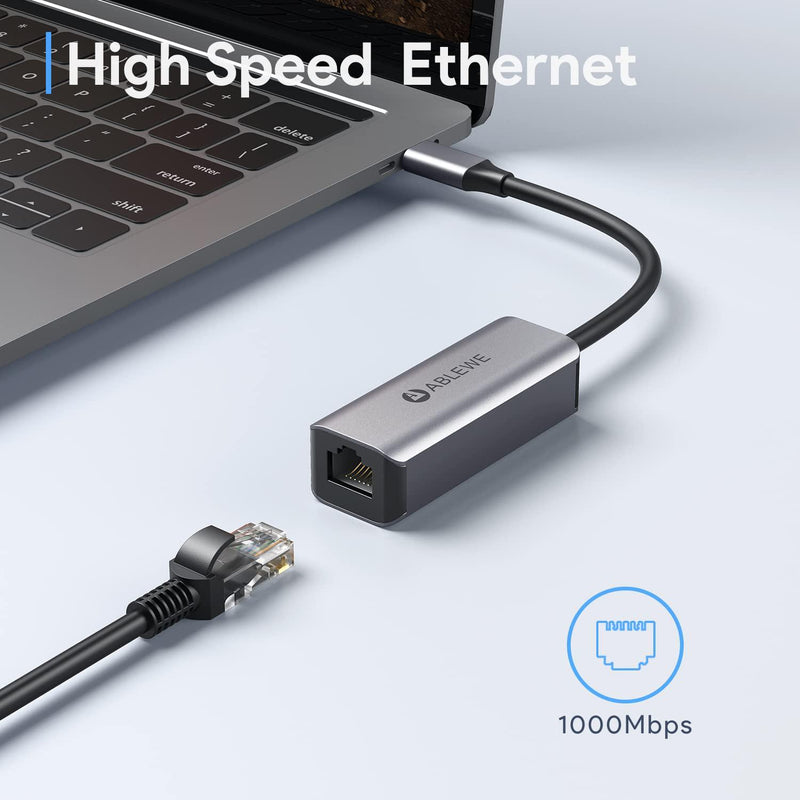 USB 3.0 to Ethernet Adapter,ABLEWE 3-Port USB 3.0 Hub with RJ45 10