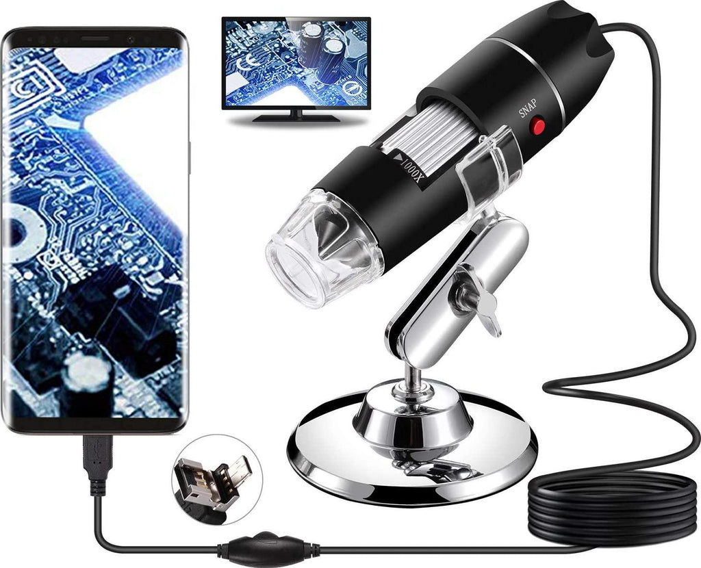 Plugable Digital Microscope with Flexible Arm Observation Stand Compatible  with USB and USB-C Windows, macOS, ChromeOS, iPad (USB C), Android, Linux