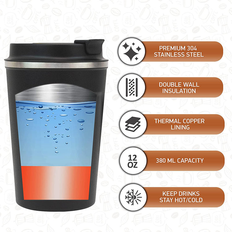 304 Stainless Steel Insulated Coffee Cup - Keeps Drinks Hot Or