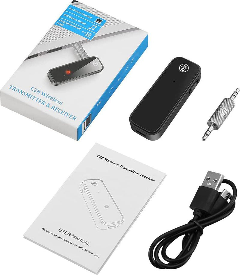 (Upgraded) AMIR Bluetooth Adapter for Car, 2 in 1 Bluetooth 5.0 Receiver for Car with Display Screen, Suitable for Cars, Speakers, Stereo Systems and Headphones