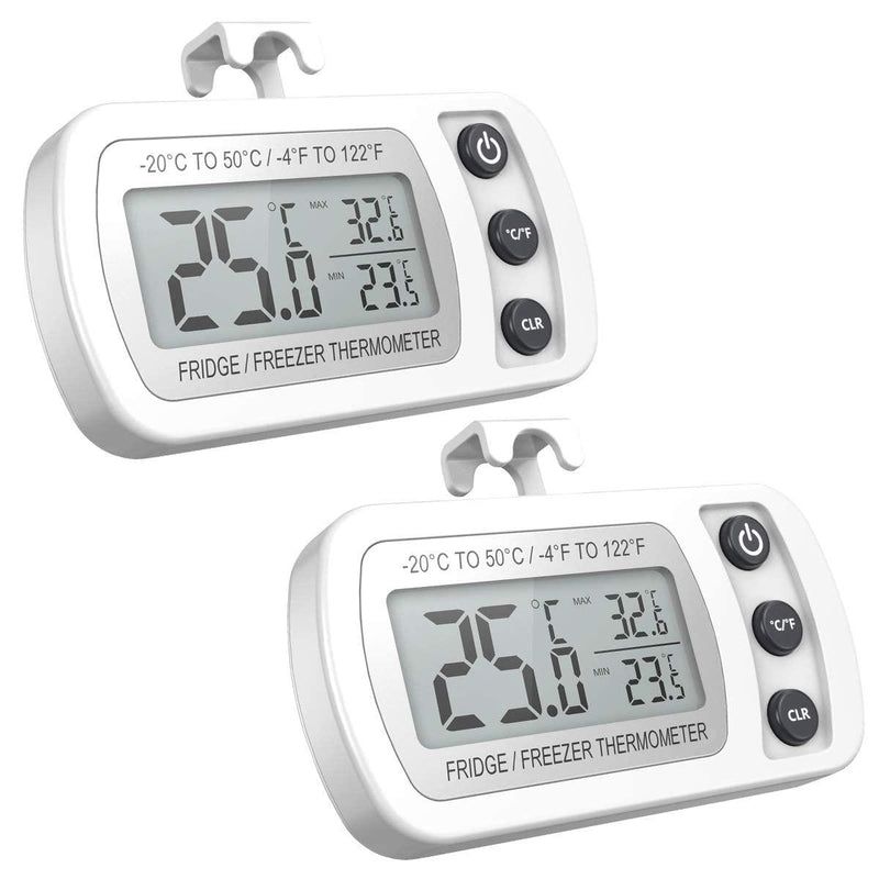Refrigerator Thermometer Digital Fridge Freeze Room Thermometer Waterproof  Large LCD Display Max/Min Record Function, White : : Home & Kitchen