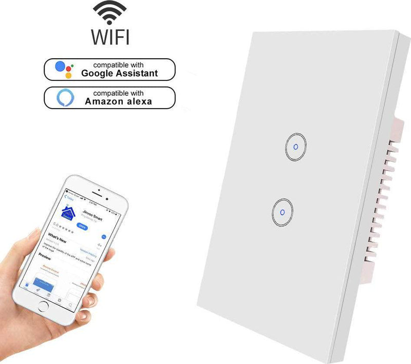 WiFi Light Switch Smart Switch 2 Gang Touch Wall Switch - Compatible with  Alexa Google Assistant