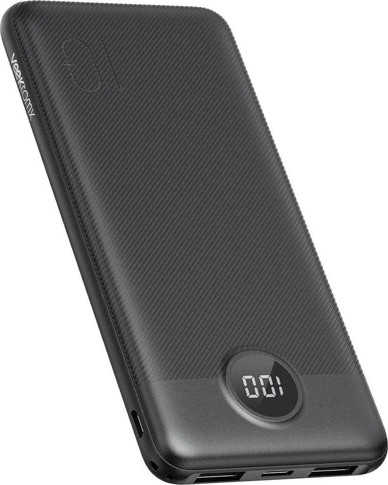 VEEKTOMX Power Bank 10000mAh,Slim Portable Charger with 2 Input and 2 Output Ports, External Battery Pack Compatible with iPhone,Tablets, Samsung Galaxy, Android, and Other Smart Devices(10000mAh-Black)