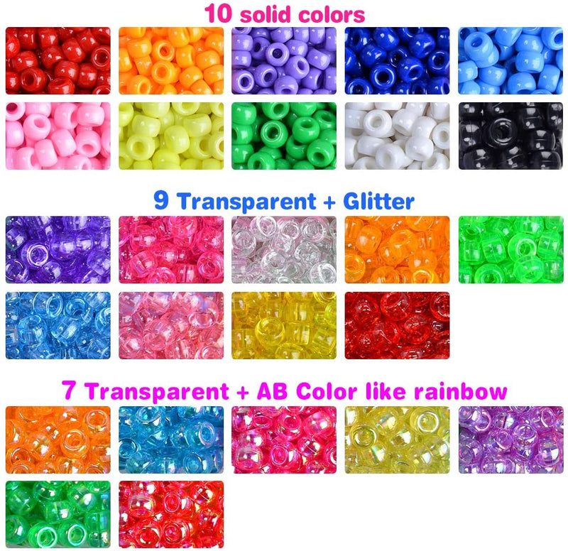 Pony Beads, 4,600 pcs 9mm Pony Beads Set in 27 Colors with Letter Beads,  Star Beads and Elastic String for Bracelet Jewelry Making by INSCRAFT