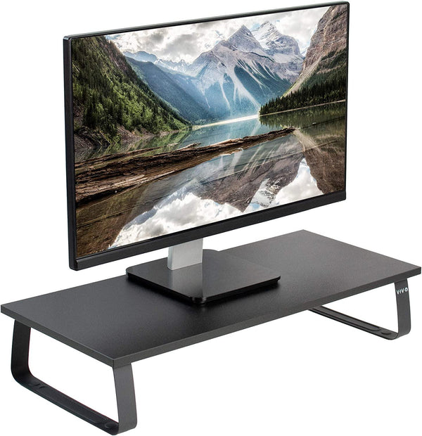 VIVO Black Wood 24 Inch Wide Desktop Stand, Ergonomic Monitor, Keyboard, Laptop, Small Tv Riser and Desk Tabletop Organizer (Stand-V000D)