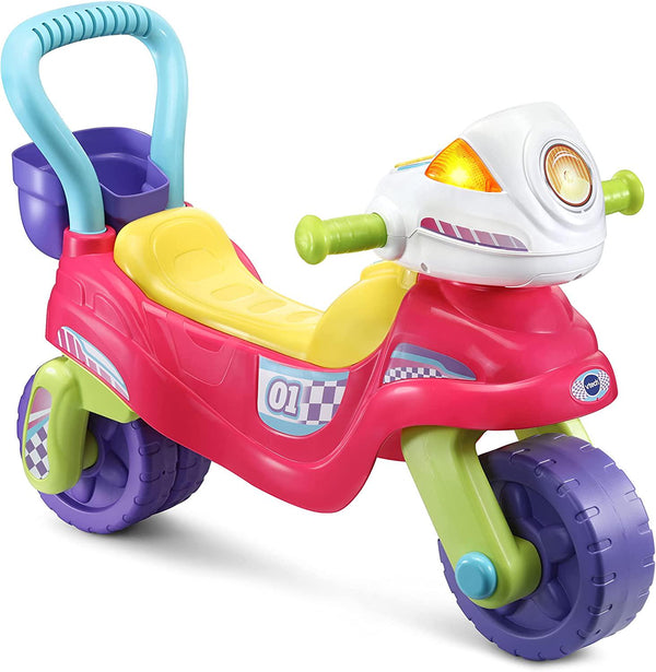 VTech 3-in-1 Ride with Me Motorbike - Interactive Ride-on Bike, Baby Walker for Toddlers - Pink - 529450, Multicoloured