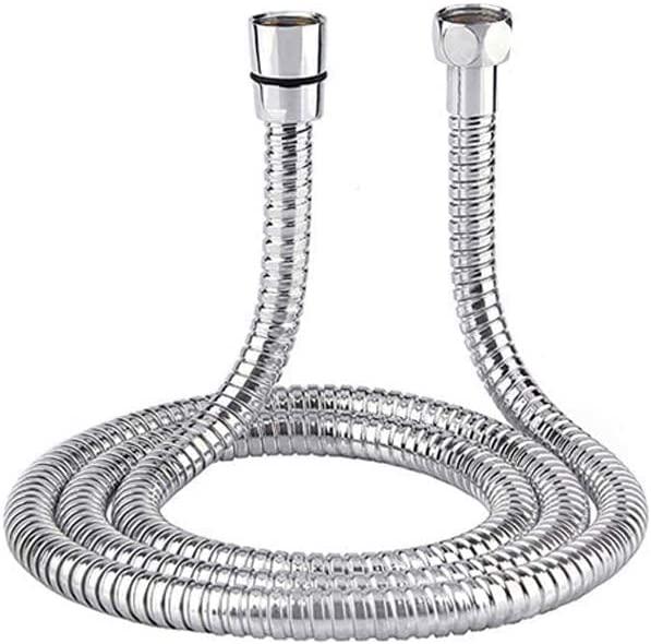 ValueHall Shower Hose 59Inches/1.5M Stainless Steel Shower Head Hose Double Lock Extra Long Replacement Handheld Shower Hose with Brass Fittings Teflon Tape and Washers Included Chrome Finish V7052