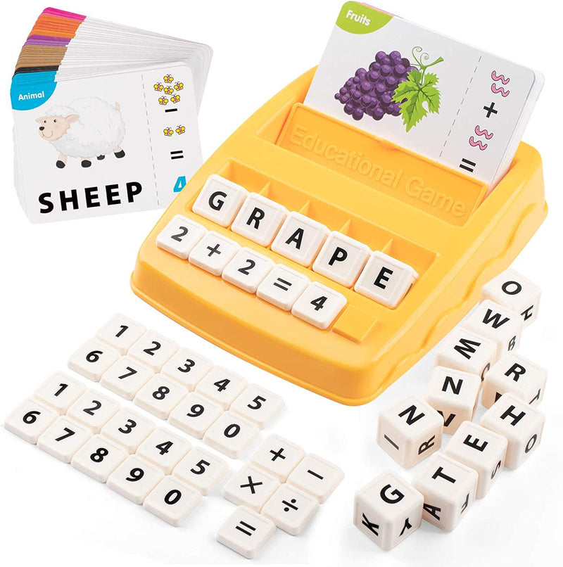 Vanmor 2 in 1 Matching Letter Number Game for Kids - Preschool Sight Words Spelling Game with Alphabets Number Math Flash Cards for PreK and Kindergarten Addition Subtraction Multiplication Division