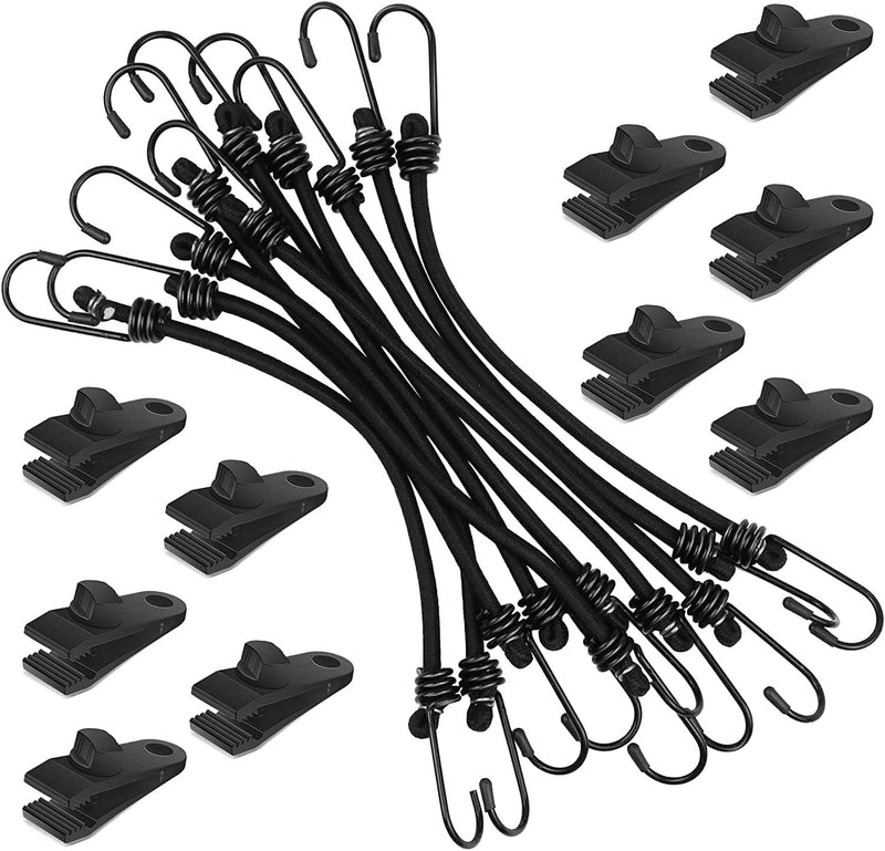 Vashly Bungee Cords with Hooks 20 Pack 12 Inch Bungee Cords Heavy Duty