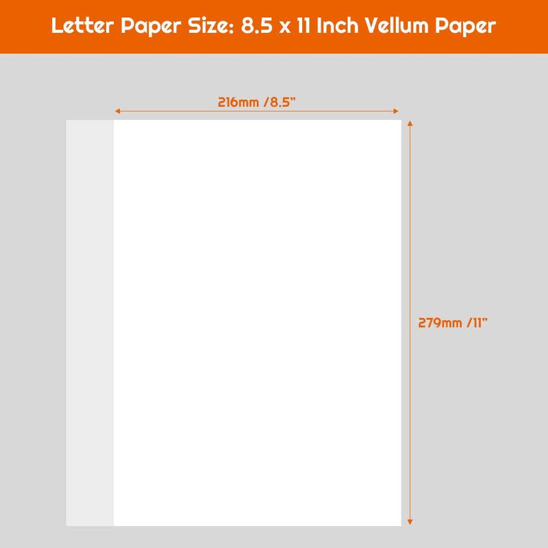 Vellum Paper, Shynek Transparent Vellum Paper 8.5 x 11 Translucent Printable Clear Paper for Printing Invitation Cards Making