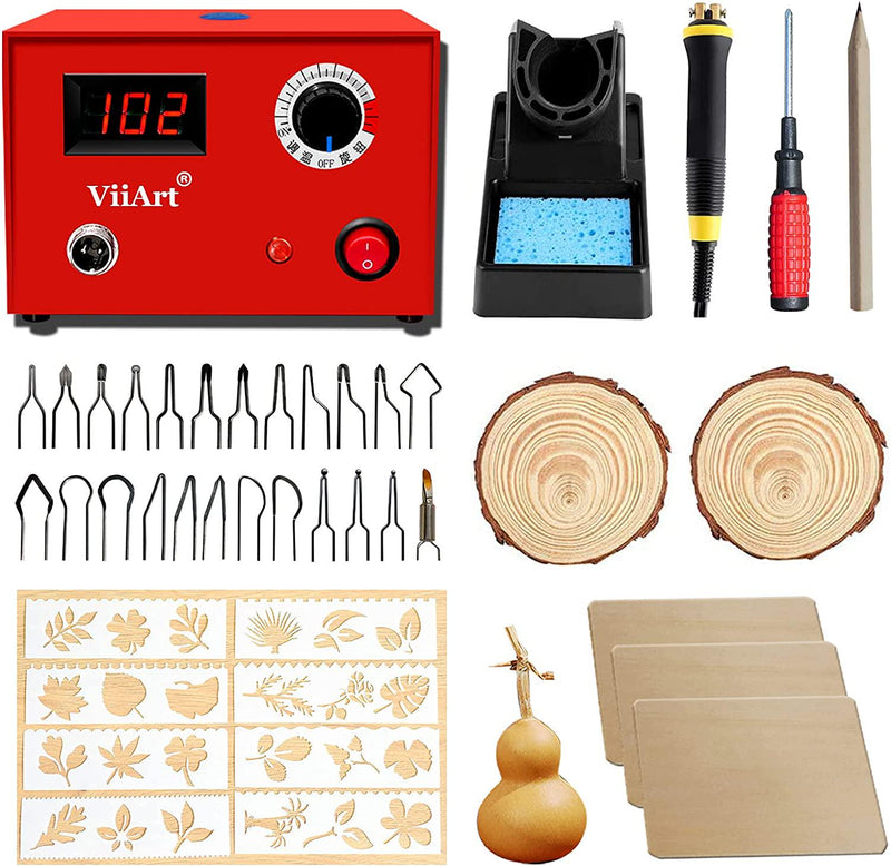 ViiArt Wood Burning Kit Professional Digital Adjustable Wood Leather P