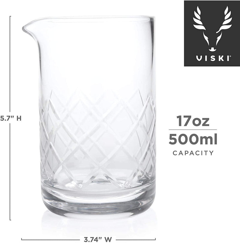 Viski Professional Lead Free Crystal Mixing Glass, Clear, 4321TBV, 5.7