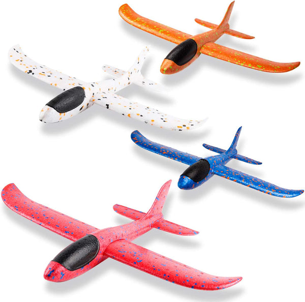 WATINC 4Pcs 13.5inch Airplanes, Manual Throwing Outdoor Sports Toys for Challenging, Children Games Toy Gliders Fun, Glider Plane for Kids, Birthday Gift Flying Gliders, Foam Airplane for Boys and Girls A-airplanes-4p