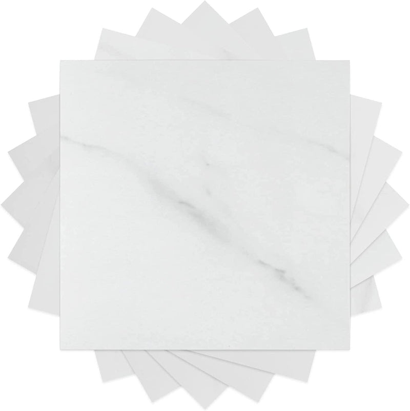 WESTICK Peel and Stick Floor Tile 12 x 12 Inch 20 Pcs White Marble Adhesive Vinyl Flooring Bathroom Peel and Stick Floor Vinyl Tiles Self Stick on Floor Tiles Linoleum Laminate Sheets for Bedroom