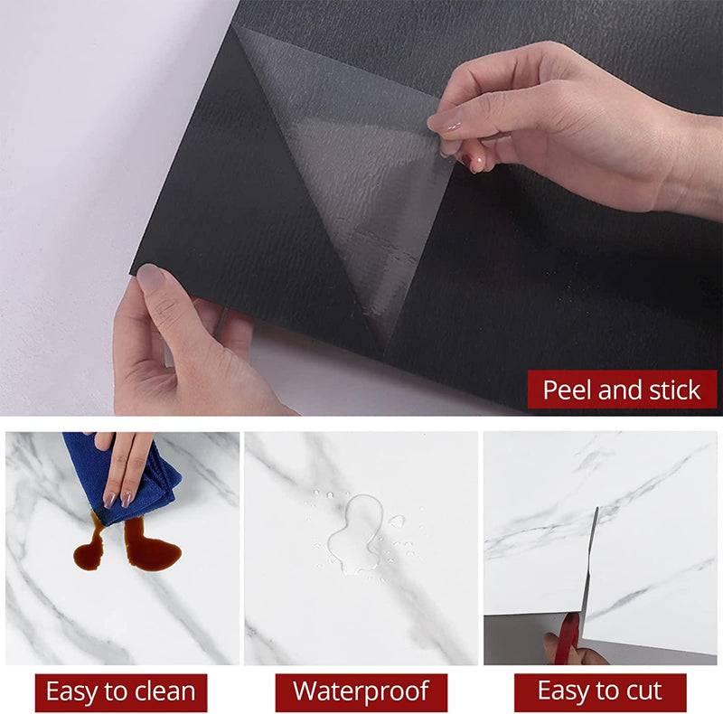 WESTICK White Marble Peel and Stick Floor Tile Home Decor Bedroom Living Room Floor Tile Renovation Vinyl Flooring Peel and Stick Non-Slip Waterproof 10 Pcs 12 x 12