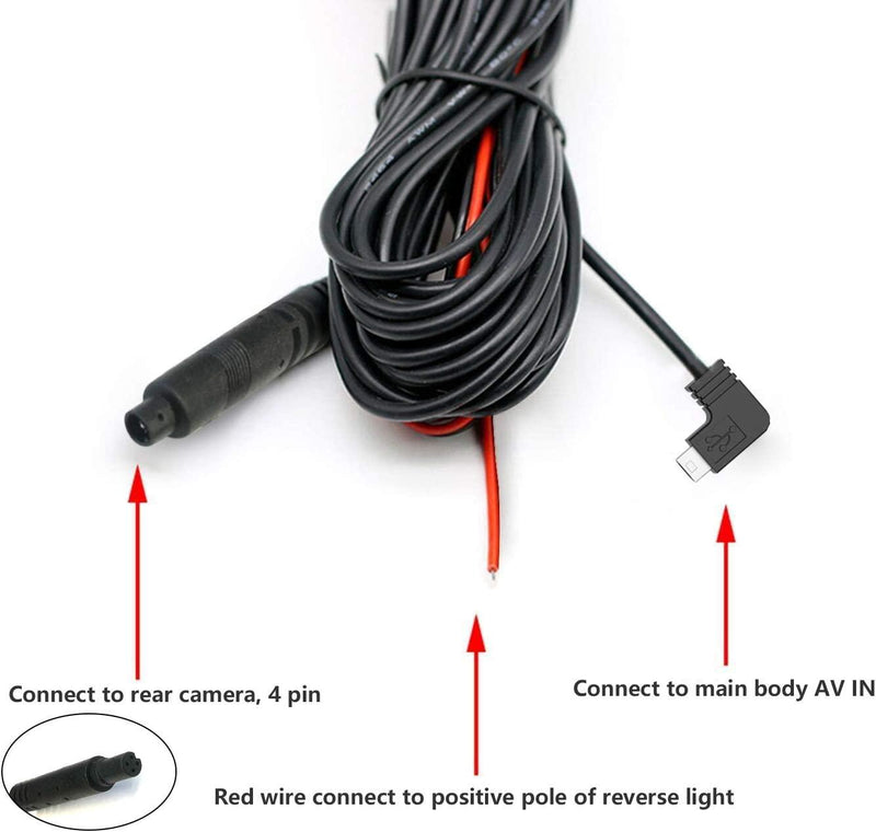 WOLFBOX G840H 20Feet Rear Camera Original Cord Cable (4 pin, 2.5mm), not Suitable for G840S / G880