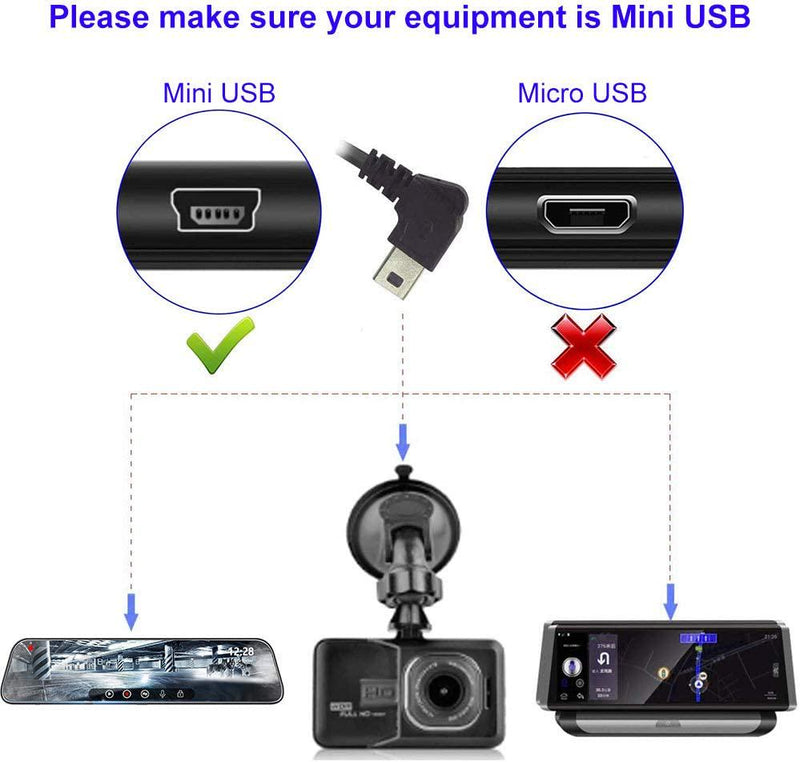WOLFBOX Hardwire Kit for G840 Mirror Dash Cam, Mini USB Hard Wire Kit Fuse, for Car Dash Camera