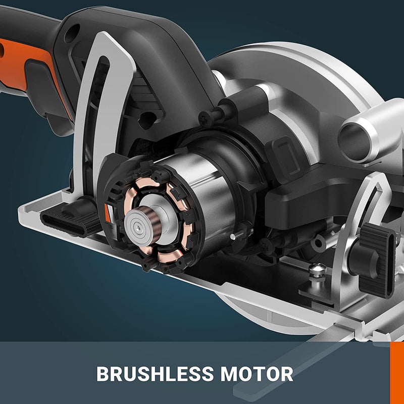 WORX 20V MAX Brushless 120mm Compact Circular Saw WX531.5 with 2 Batteries and 4 Blades