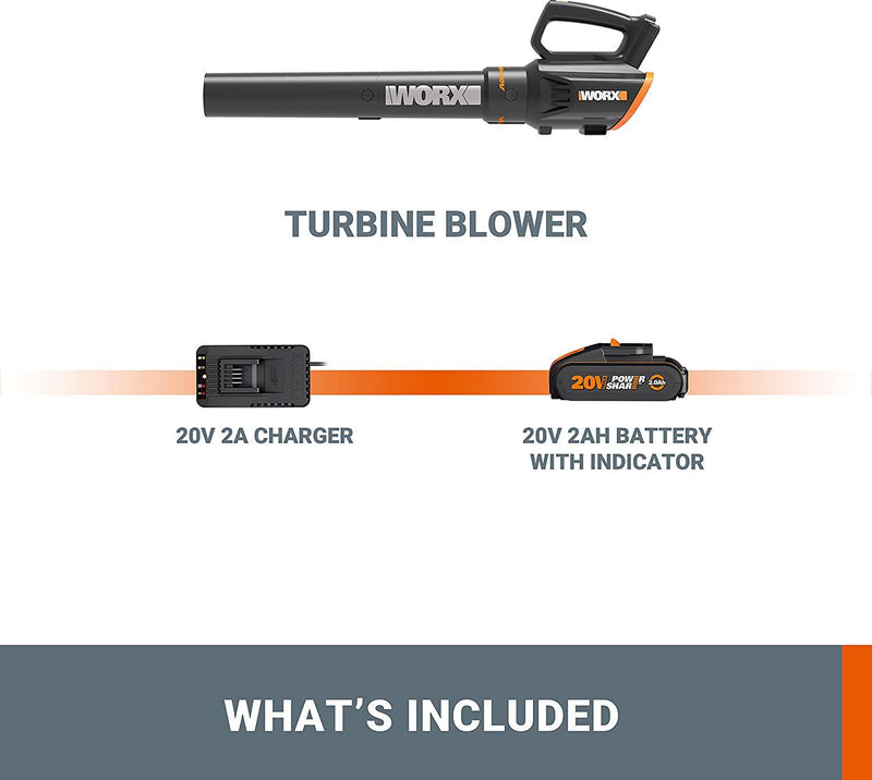 WORX 20V Turbine Blower, Battery and Fast Charger Included, WG547E
