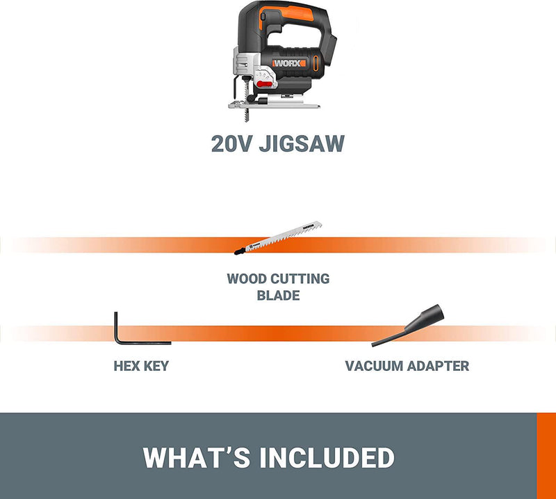 WORX WX543.9 18V (20V Max) Cordless Jigsaw - (Tool only - Battery and Charger Sold Separately)