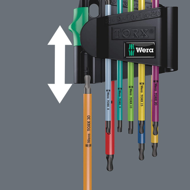 Wera 967/9 TX BO Multicolour 1 SB SiS TX BO BlackLaser 1 SB L-Key Set For Tamper-Proof Torx Screws 9 Pieces, 9 Pieces