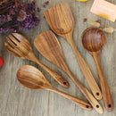 Wooden Utensils Set for Kitchen, ADLORYEA Wood Cooking Spoons Tools for Nonstick Cookware, 100% Handmade by Natural Teak Wood Without Any Painting