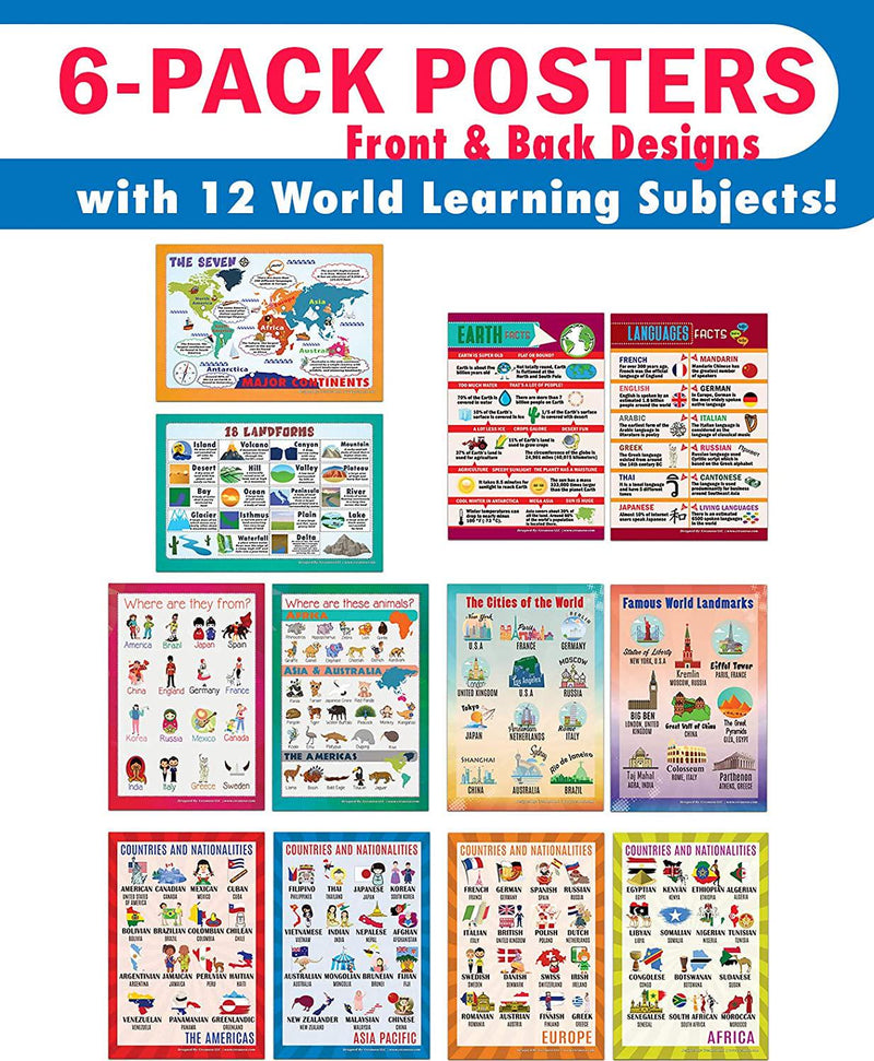 World Facts Learning Posters (6-Pack)