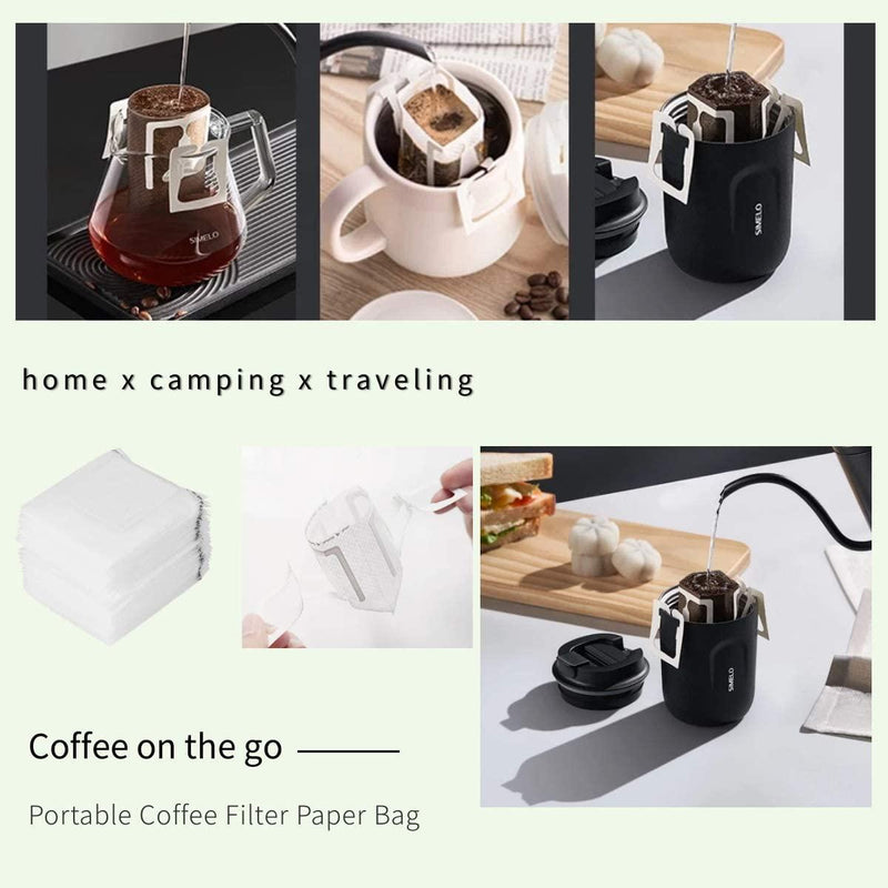 Wow 50Pcs Portable Coffee Filter Paper Bag Single Serve Food Grade Hanging Ear Drip Coffee Bag Perfect for Home,Office,Travel, Camping