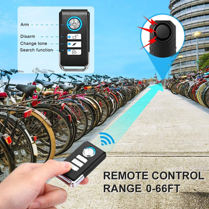 Wsdcam Bike Alarm 113dB Wireless Anti-Theft Vibration Motorcycle Bicycle  Alarm Waterproof Security Cycling Bike Alarm with Remote : :  Electronics
