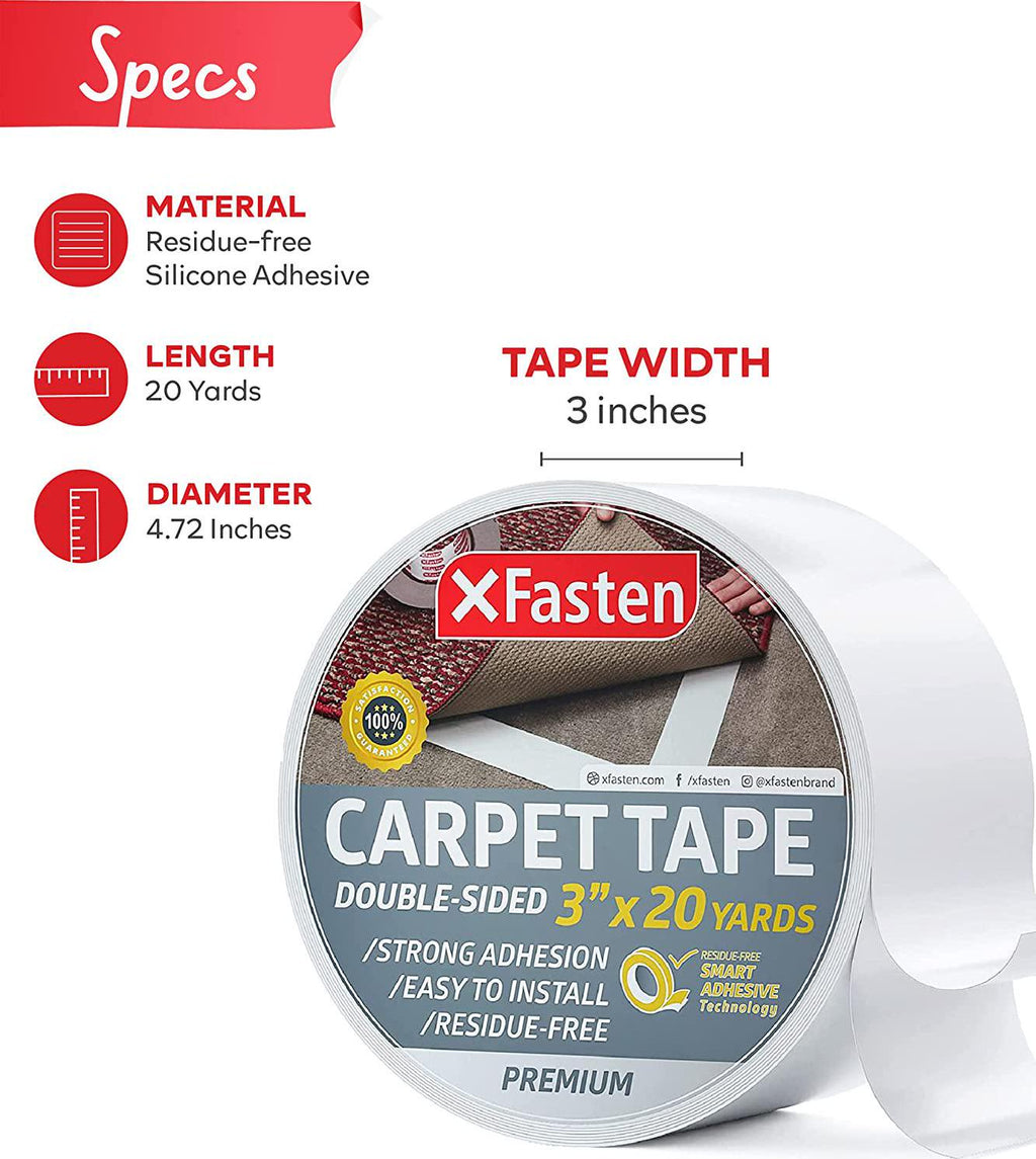 XFasten Double Sided Tape, White, Removable and Residue-free, 2-Inch x 30  Yards, Surface safe Two-Sided Sticky Adhesive Tape for Wall, Floor,  Clothes
