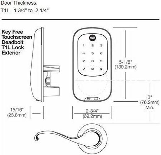 Yale Key-Free Electronic Touchscreen Lock, T1L Classic Design - Satin Nickel