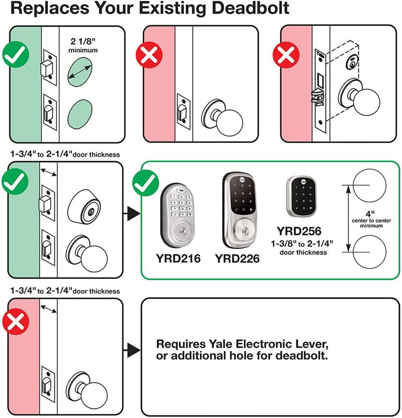 Yale Key-Free Electronic Touchscreen Lock, T1L Classic Design - Satin Nickel