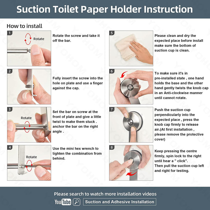 Yohom Shower Hooks Suction Cup Hook for Bathroom Towel Holder