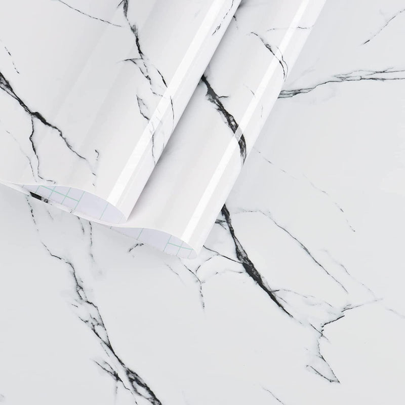 Yullpaper 15.8 x236 White Marble Contact Paper for Countertops Waterproof Contact Paper Counter Top Stick Paper Marble Wallpaper Peel and Stick Countertops for Kitchen Self Adhesive Contact Paper