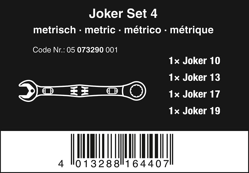 Wera Joker_Set_Sis Joker Set of Ratcheting Combination Wrenches, 4 Pieces