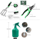 Garden Tools Set 11 Piece Gardening Tools Kit with Folding Stool for Women & Men, Garden Tools Set with 6 Hand Tools, Garden Storage Tote, Watering Pot,Garden Gloves and Garden Twist Tie